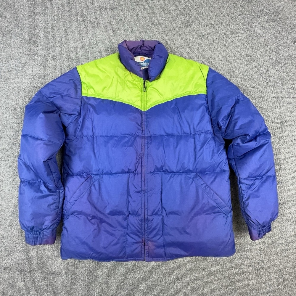 Vintage Sunshine Jacket Mens Medium Blue Green Down Puffer Retro Ski Taiwan